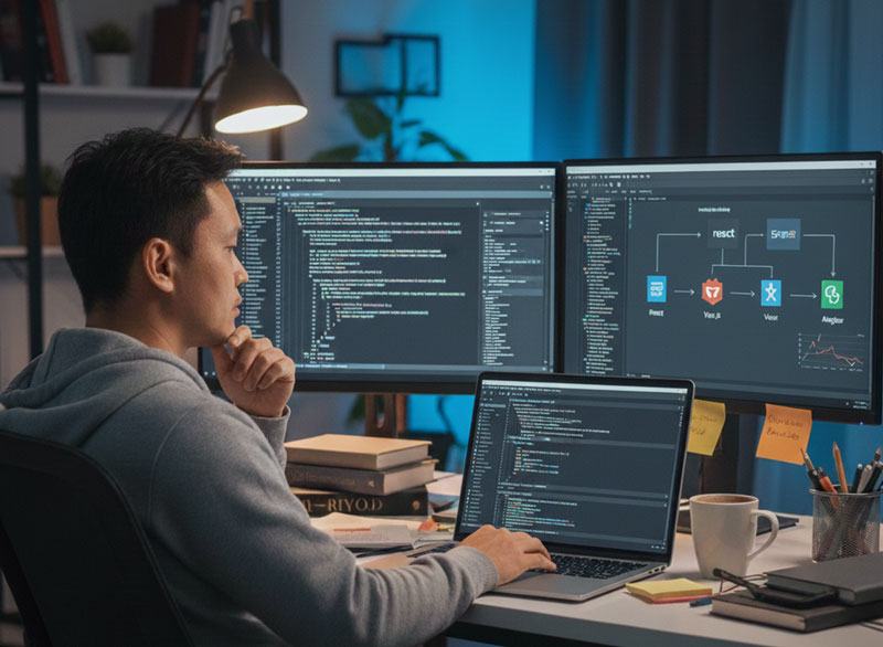 Memilih Framework JavaScript yang Tepat: Panduan Strategis React, Vue, dan Angular untuk Proyek Skala Bisnis